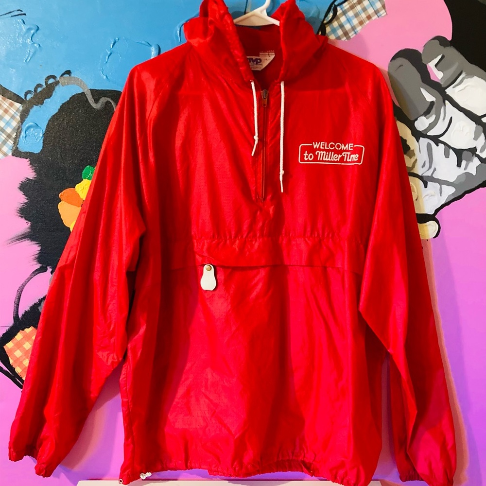 Vintage Miller Time Windbreaker Pull Over - Men’s Large